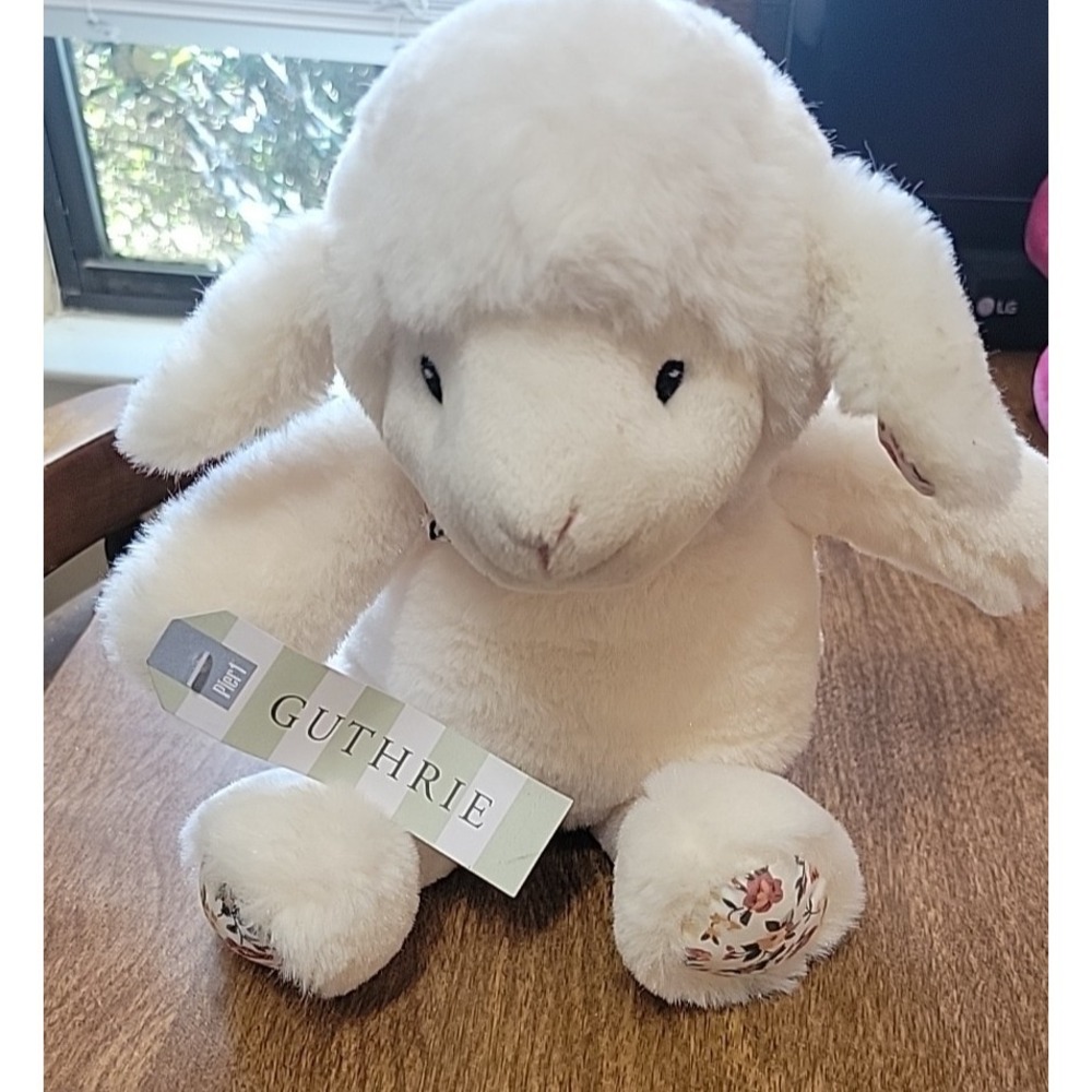 Pier 1 Imports Plush 12" Guthrie Baby Lamb Floral Flower Scarf Easter Toy Lovey